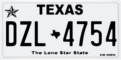 TX license plate DZL4754