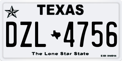 TX license plate DZL4756