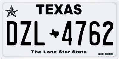 TX license plate DZL4762