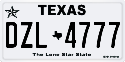 TX license plate DZL4777