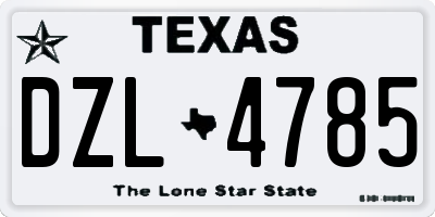 TX license plate DZL4785