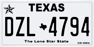 TX license plate DZL4794