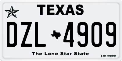 TX license plate DZL4909
