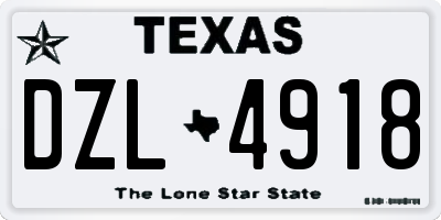 TX license plate DZL4918