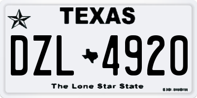 TX license plate DZL4920