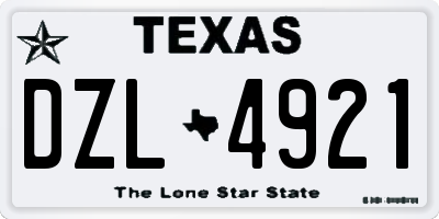 TX license plate DZL4921