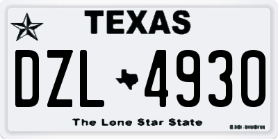 TX license plate DZL4930
