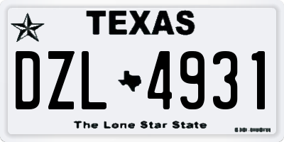 TX license plate DZL4931