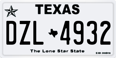 TX license plate DZL4932