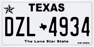 TX license plate DZL4934