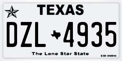 TX license plate DZL4935