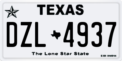 TX license plate DZL4937
