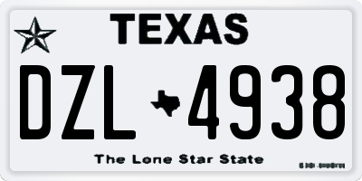TX license plate DZL4938
