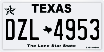 TX license plate DZL4953