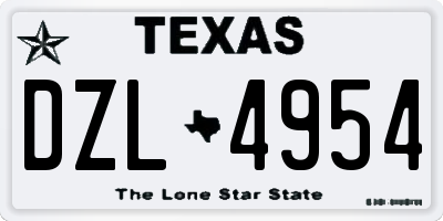 TX license plate DZL4954