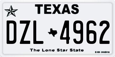 TX license plate DZL4962