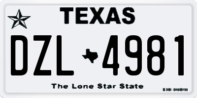 TX license plate DZL4981