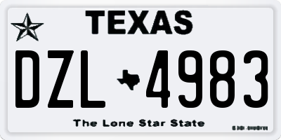 TX license plate DZL4983