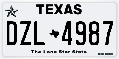 TX license plate DZL4987