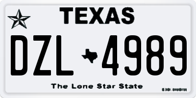 TX license plate DZL4989