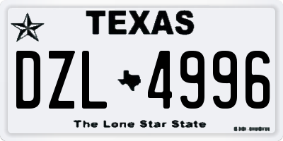 TX license plate DZL4996