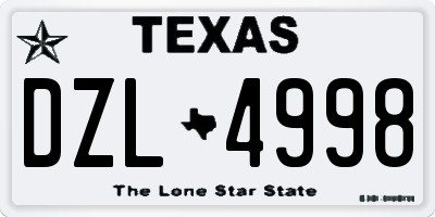 TX license plate DZL4998