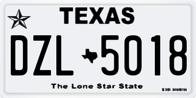TX license plate DZL5018