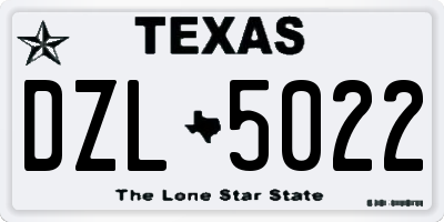 TX license plate DZL5022