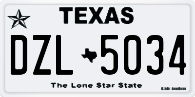 TX license plate DZL5034