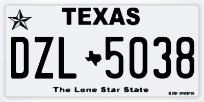 TX license plate DZL5038