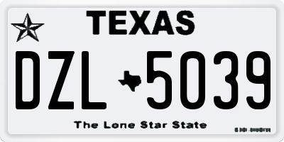 TX license plate DZL5039