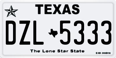 TX license plate DZL5333