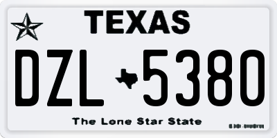 TX license plate DZL5380