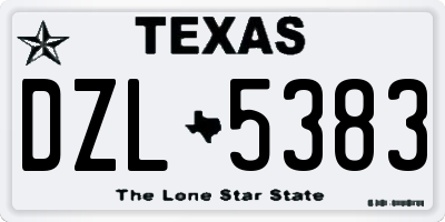 TX license plate DZL5383