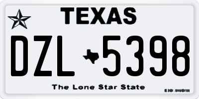 TX license plate DZL5398