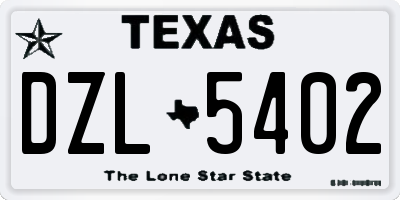 TX license plate DZL5402
