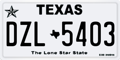 TX license plate DZL5403