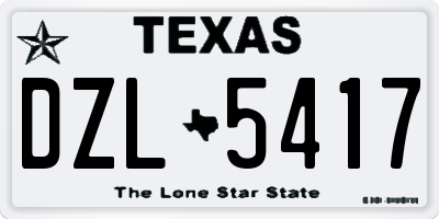 TX license plate DZL5417