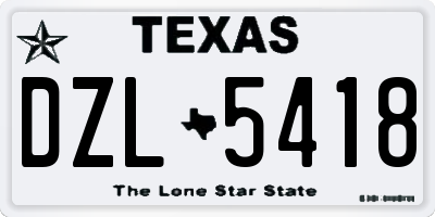 TX license plate DZL5418