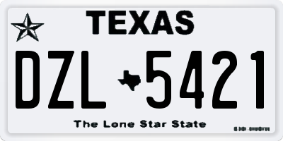 TX license plate DZL5421