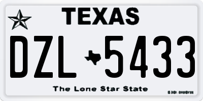 TX license plate DZL5433