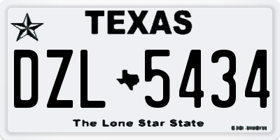 TX license plate DZL5434