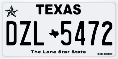 TX license plate DZL5472