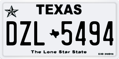 TX license plate DZL5494