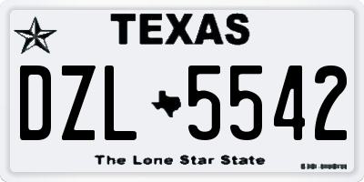 TX license plate DZL5542