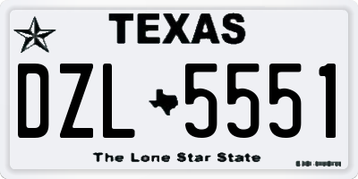 TX license plate DZL5551
