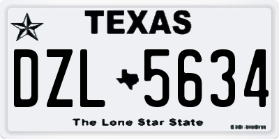 TX license plate DZL5634