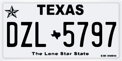 TX license plate DZL5797
