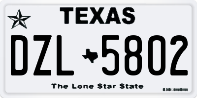 TX license plate DZL5802