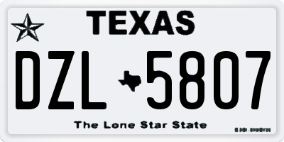 TX license plate DZL5807